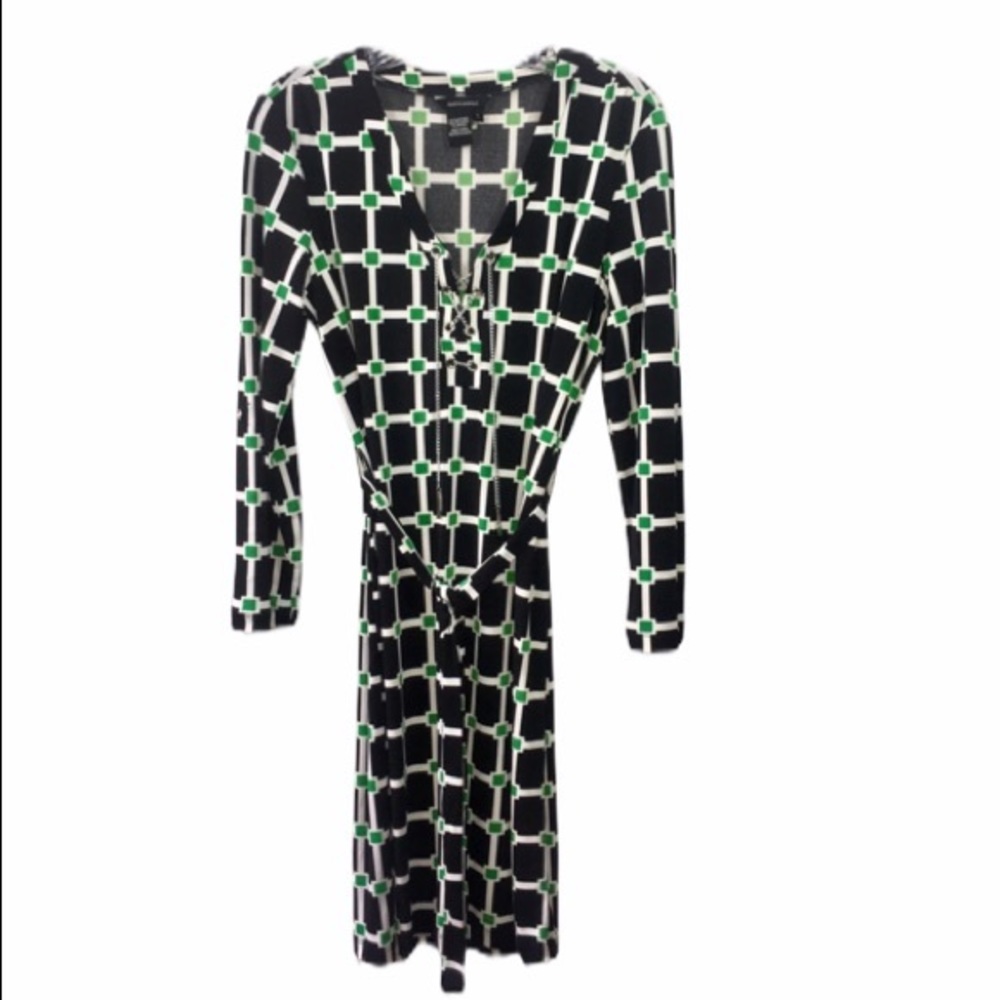 Jules & Leopold Dress Black Green Tie Waist Small - Picture 2 of 8